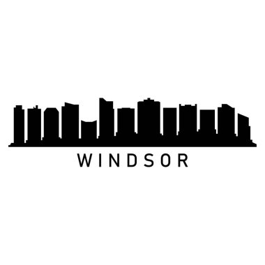 Windsor Skyline Siluet Tasarım Şehir Vektör Sanatı Ünlü Binalar Damgası 