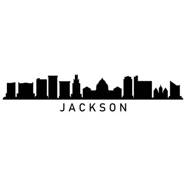 Jackson Skyline Siluet Tasarım Şehir Vektör Sanatı Ünlü Binalar Damgası 