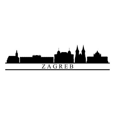 Zagreb Skyline Siluet Tasarımı Şehir Vektör Sanatı Ünlü Binalar Damgası 
