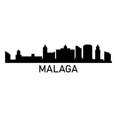 Malaga Skyline Siluet Tasarımı Şehir Vektör Sanatı Ünlü Binalar Damgası 