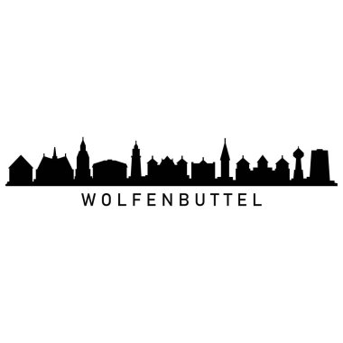 Wolfenbuttel Skyline Siluet Tasarım Şehir Sanatı Ünlü Binalar Damgası 