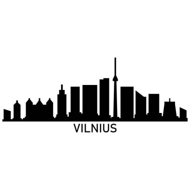 Vilnius Skyline Siluet Tasarım Şehir Sanatı Ünlü Binalar Damgası 