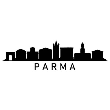 Parma Skyline Siluet Tasarımı Şehir Vektör Sanatı Ünlü Binalar Damgası 