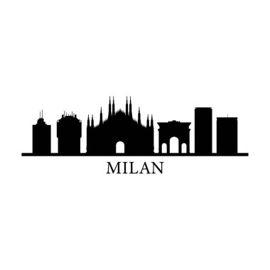 Milan Skyline Siluet Tasarım Şehir Vektör Sanatı Ünlü Binalar Damgası 