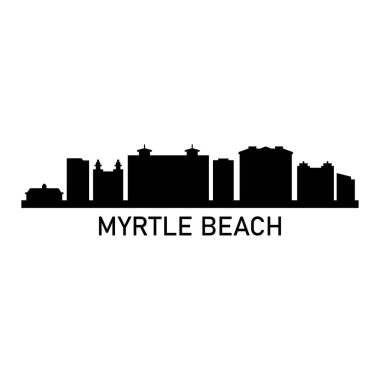 Myrtle Sahili Skyline Siluet Tasarım Şehir Sanatı Ünlü Binalar Damgası 