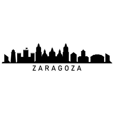 Zaragoza Skyline Siluet Tasarım Şehri Vektör Sanatı