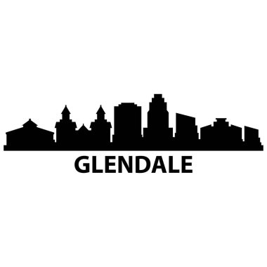 Glendale Skyline Siluet Tasarım Şehri Vektör Sanatı