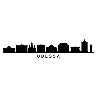 Odessa Skyline Siluet Tasarım Şehri Vektör Sanatı
