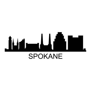 Spokane Skyline Siluet Tasarım Şehri Vektör Sanatı