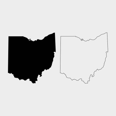 Ohio eyalet haritası beyaz arka planda izole edilmiş.