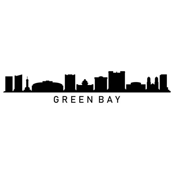 Green Bay Skyline Silhouette Σχεδιασμός City Vector Art — Διανυσματικό Αρχείο