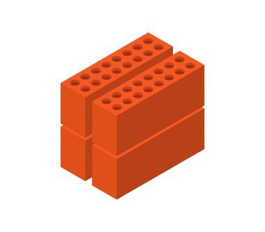 izometrik kırmızı tuğlalar ikon vektör resimlemesi