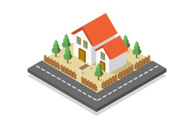 Bir evin vektör düz simge logosu çizimi 