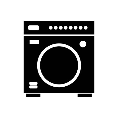 çamaşır makinesi simgesi, vektör illüstrasyonu