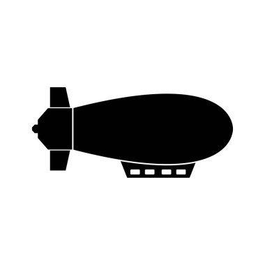 Beyaz zemin üzerinde uçan bir hava gemisinin siluet simgesi