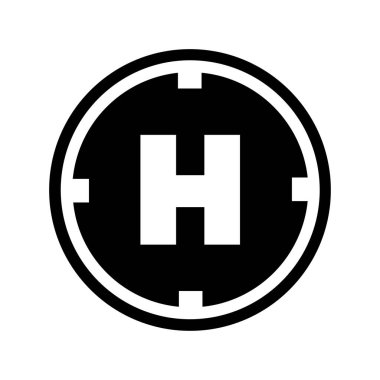 Helipad Icon Vektör Çizim Tasarımı 