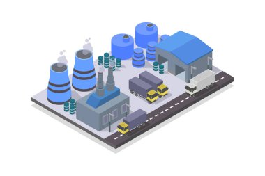 Sanayi fabrikasının izometrik vektör çizimi