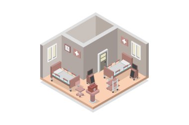 Beyaz arkaplanda hastane odası simgesi