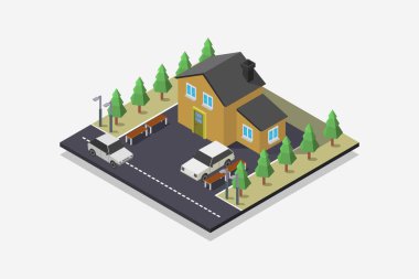 Bir evin vektör düz simge logosu çizimi 