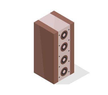 Ses hoparlörü ikon vektörü izometrik illüstrasyon