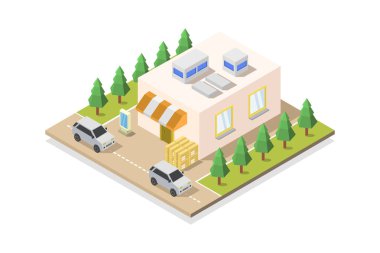 İzometrik şehir binası resimleme arkaplanı 