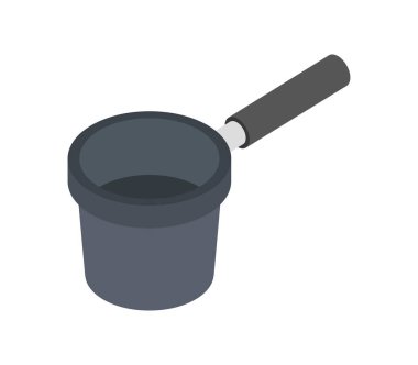 Beyaz arkaplanda uzun saplı bir tencere simgesi