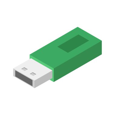 USB flash sürücü simgesini, izometrik stili