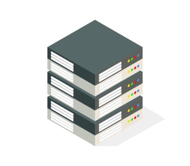 sunucu veri teknolojisi simgesi, izometrik biçim