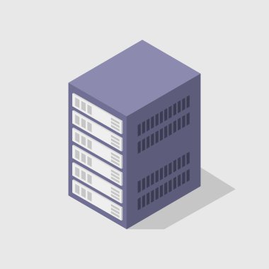 veri merkezi sunucu simgesi, düz biçim tasarımı.