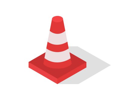 Çizgi film tarzında trafik konisi simgesi beyaz arkaplanda izole edildi. inşaat sembolü
