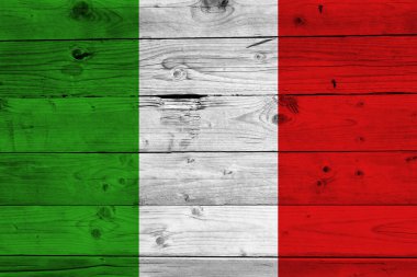 Grunge ahşap arka planda İtalya bayrağı