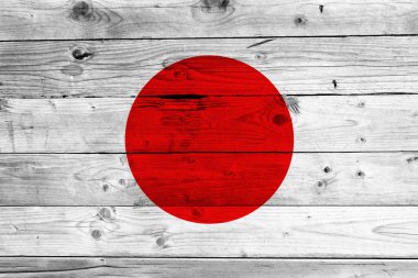 Japon bayrağı grunge ahşap arka planda