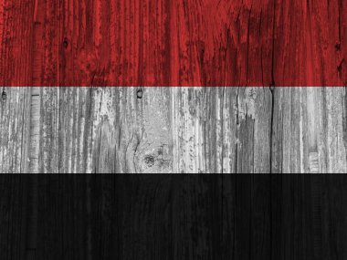 Yemen bayrağı grunge ahşap arka planda