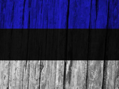 Grunge ahşap arka planda Estonya bayrağı