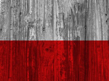 Polonya bayrağı grunge ahşap arka planda