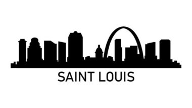 Saint Louis şehrinin silueti. Video hareketi grafik canlandırması.