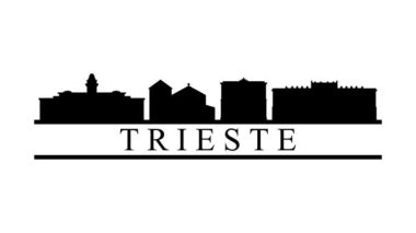 Trieste City silueti. Video hareketi grafik canlandırması.