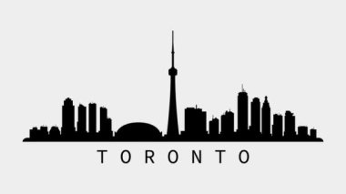 Toronto şehrinin silüeti. Video hareketi grafik canlandırması.