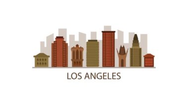 Los Angels şehrinin silueti. Video hareketi grafik canlandırması. 