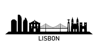 Lisbon City silueti. Video hareketi grafik canlandırması. 