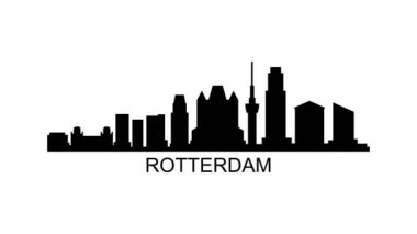 Rotterdam şehrinin silueti. Video hareketi grafik canlandırması. 