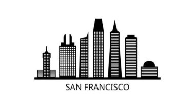 San Francisco silueti. Video hareketi grafik canlandırması. 