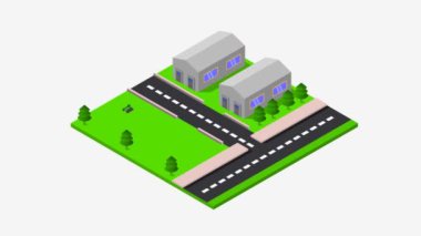 Askeri Kışla Isometric ikon hareket illüstrasyon geçmişi 