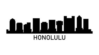 Honolulu şehrinin silueti. Video hareketi grafik canlandırması. 