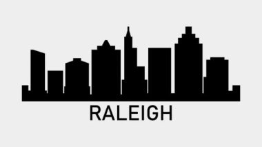 Raleigh şehrinin silueti. Video hareketi grafik canlandırması. 
