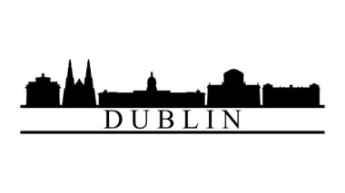 Dublin şehri silueti. Video hareketi grafik canlandırması. 