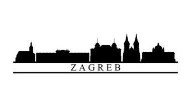 Zagreb şehir silüeti. Video hareketi grafik canlandırması. 