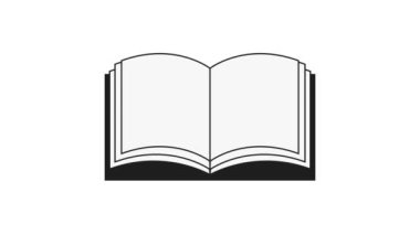 Beyaz arkaplanda açık kitap simgesi canlandırıldı