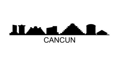 Cancun şehrinin silueti. Video hareketi grafik canlandırması. 