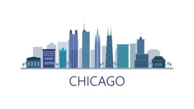 Beyaz arkaplan ile Chicago şehir silueti